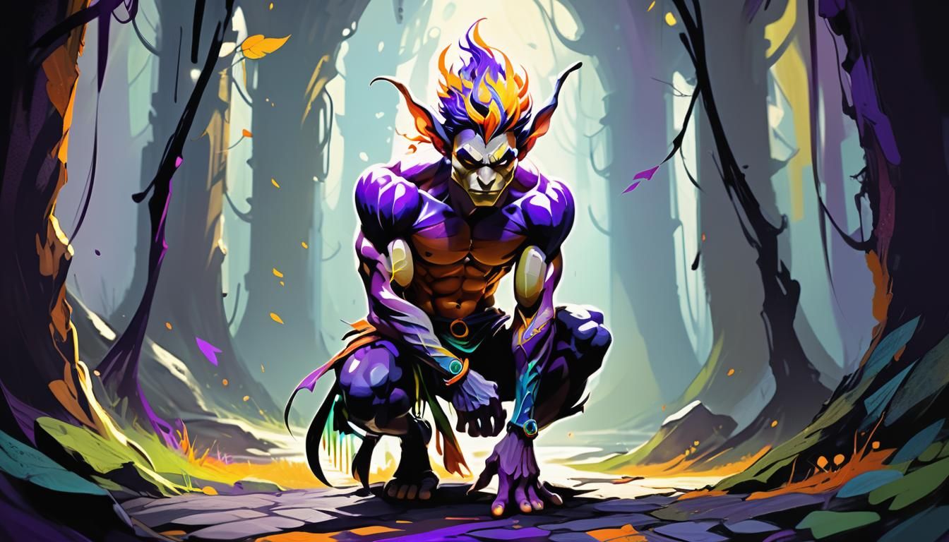 Sultry Fauvist Fae Unleashes Inner Beast in Vivid, Swirling....