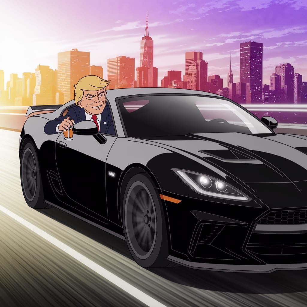 Donald Trump Cruises NYC in Anime Style