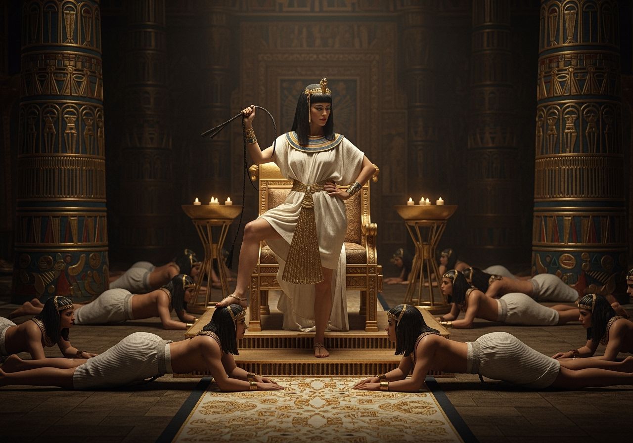 Egyptian Queen in Opulent Throne Room