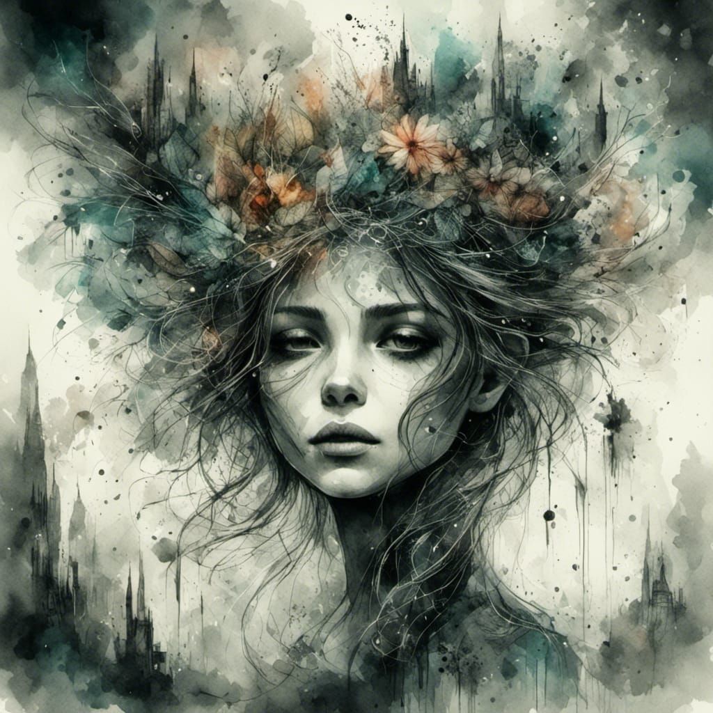 Enchanted Forest in Moody Black and White Ink