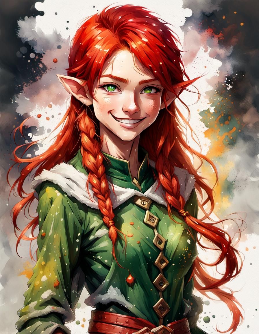 Redhead Elf with Infectious Smile in Speedpaint Style