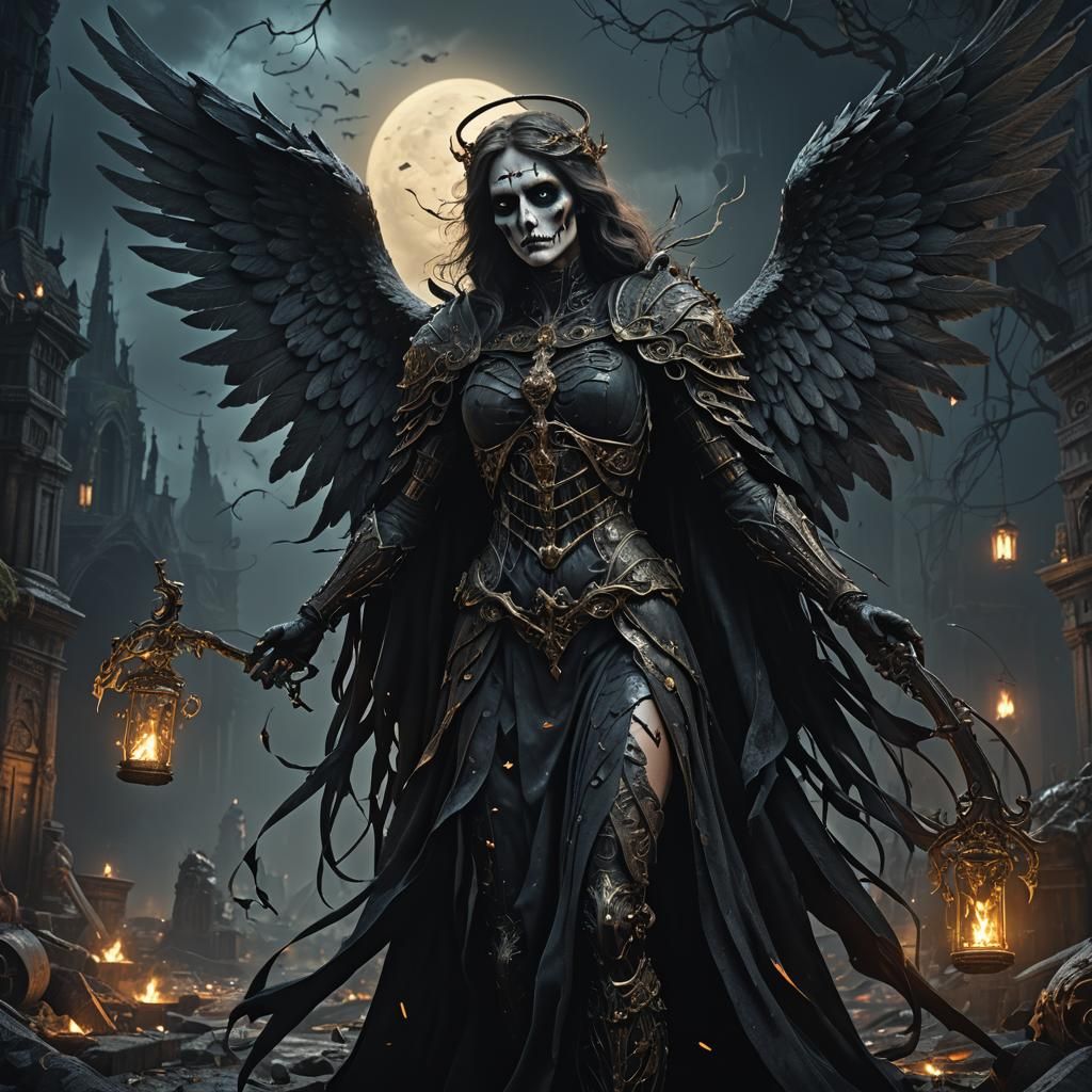 Surreal Angel of Death in Hyperreal Detail