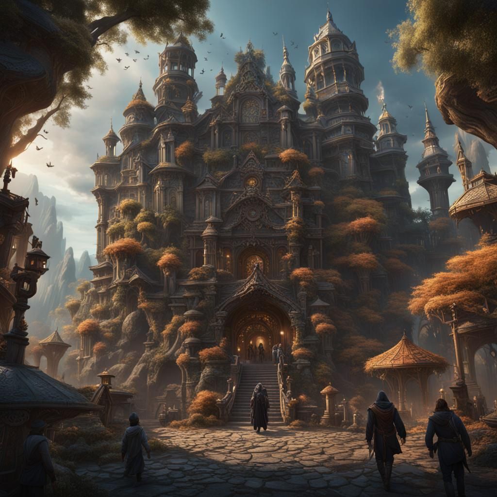 Fantastical People in Detailed Matte Painting