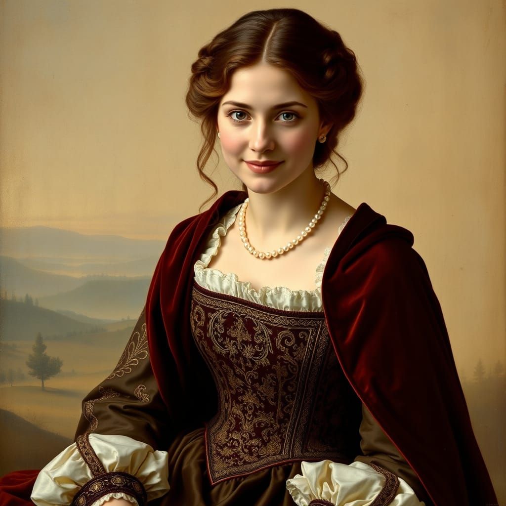 Enigmatic Renaissance Beauty in Golden Light