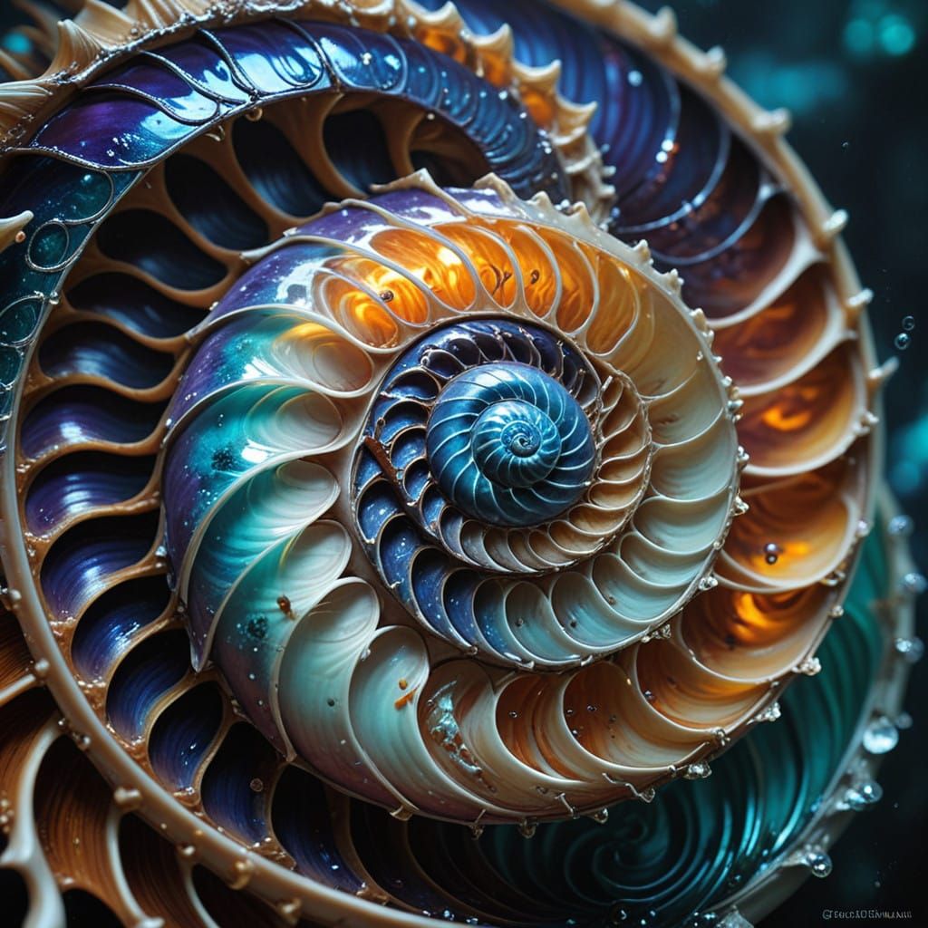 Nautilus Shell in Vibrant Deep Colors