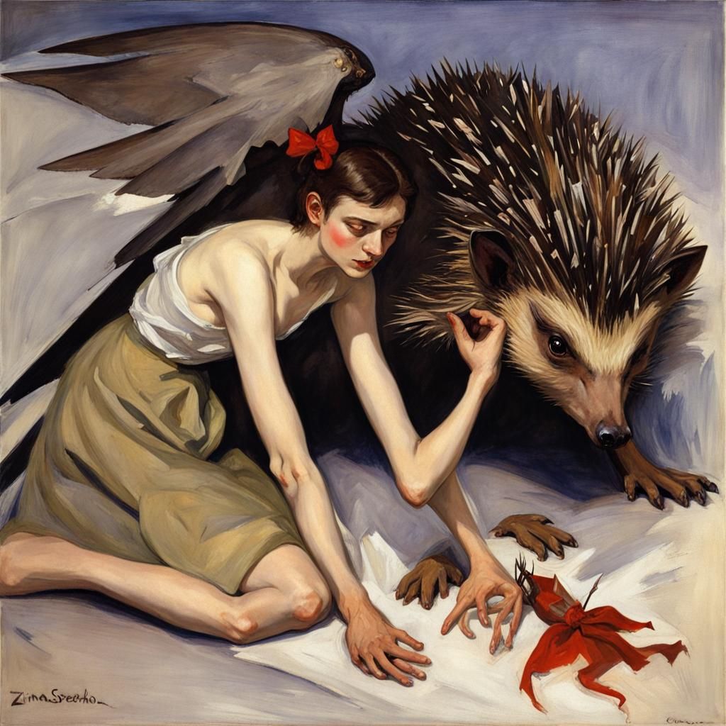 Hedgehog Rescues Vampire: Classical Art Style