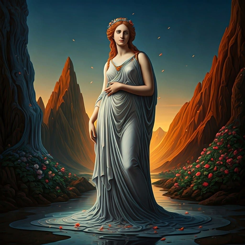 Goddess of Love Emerges from Surreal Landscape
