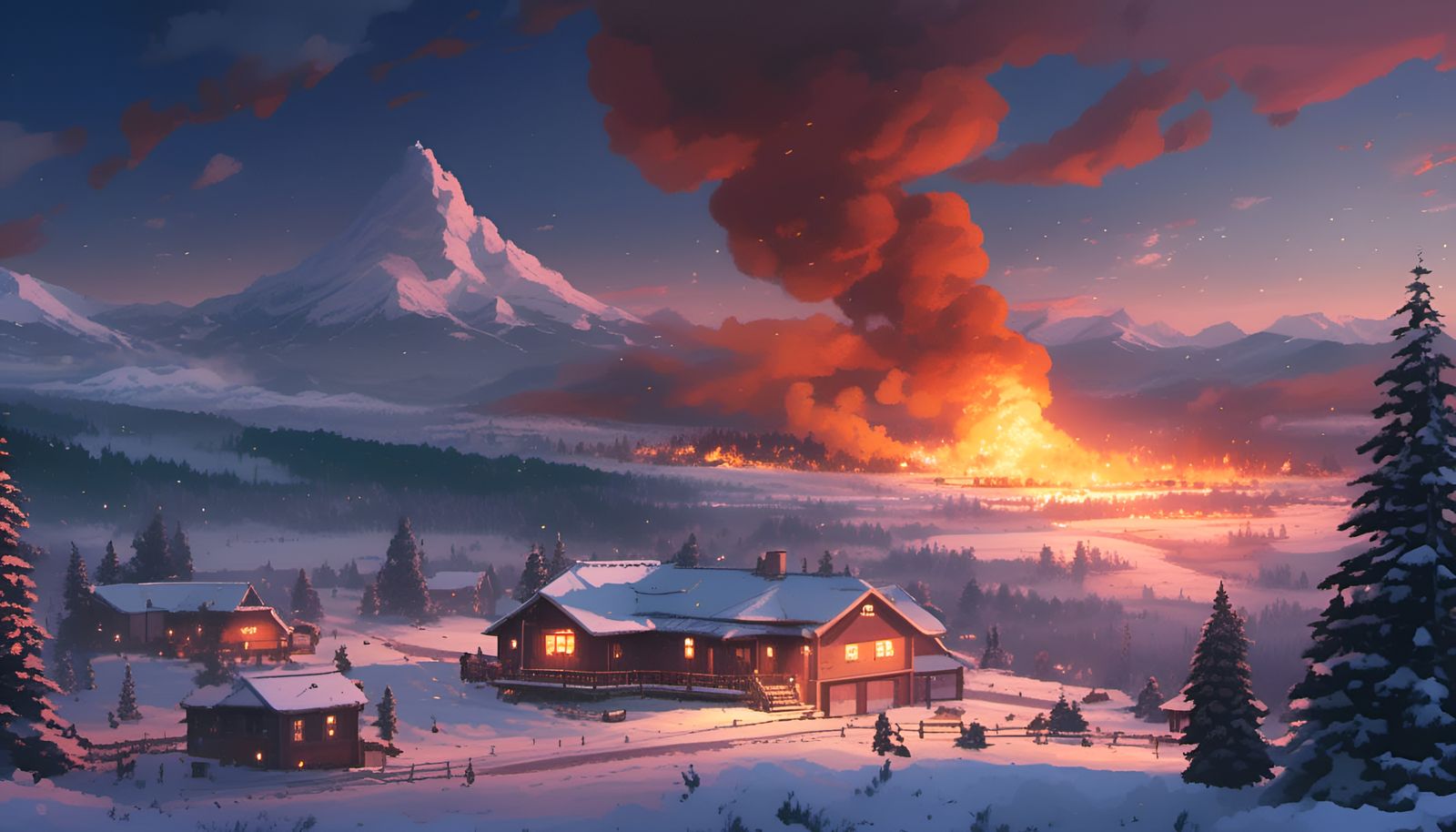 Tsunade in Winter, Digital Matte Painting