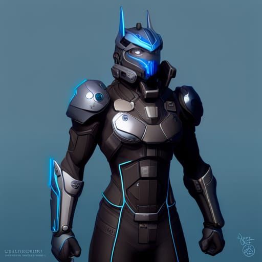 Cyberpunk Space Marine Dog in Black Powered Armor