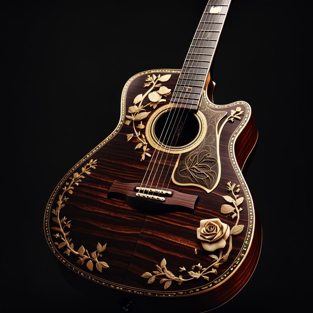 Ebony Electro-Acoustic Guitar in Cinematic Lighting