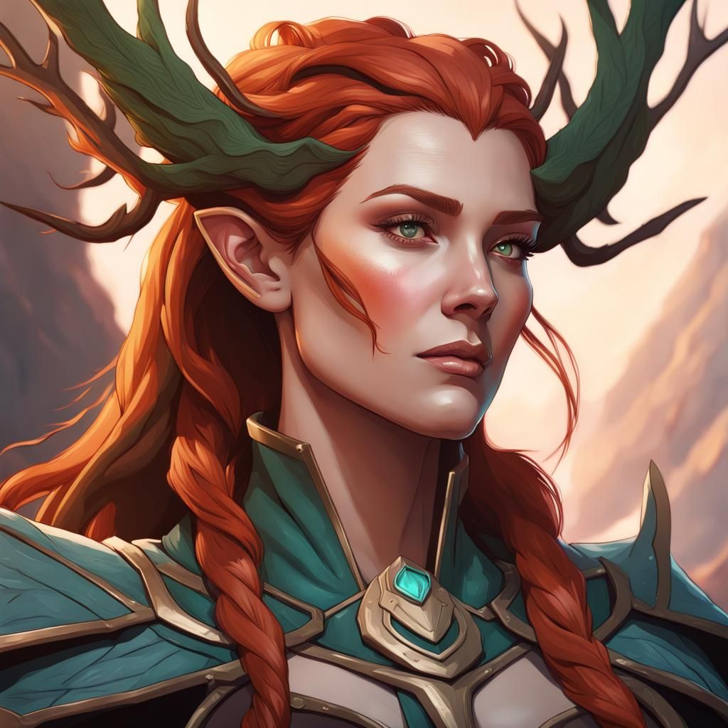 Keyleth Portrait in Hyperdetailed Digital Art Style