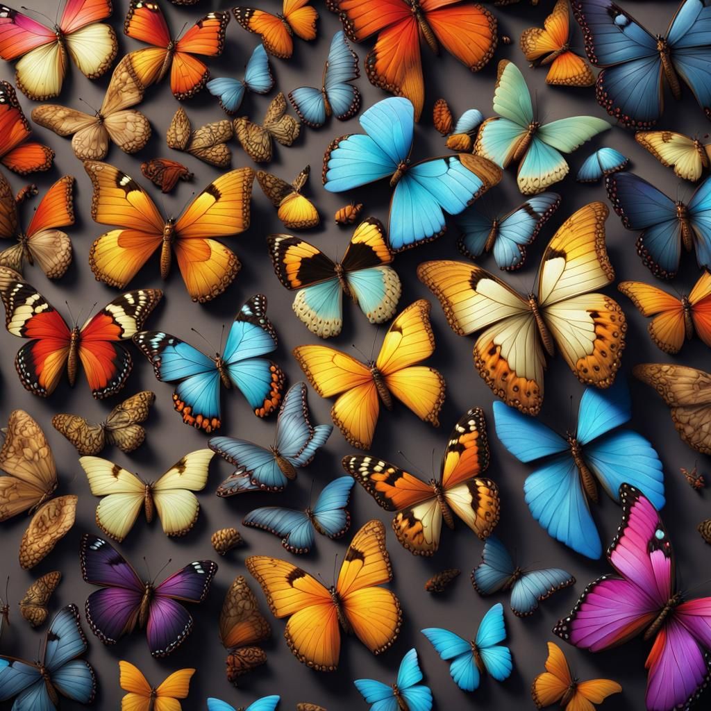 Colorful Butterfly Puzzle: Detailed Digital Matte Painting