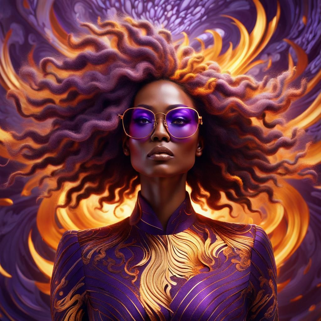 Fiery Portrait: Woman with Explosive Reflections