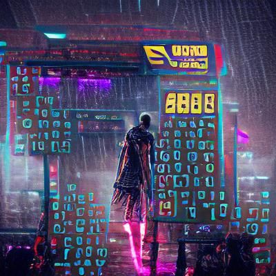 Cyberpunk Binary Code in Neon Style