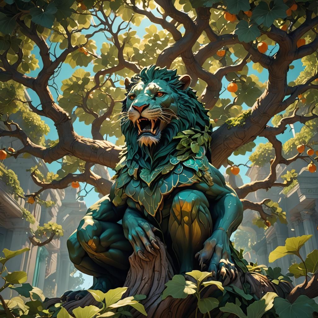 Lush Fig Tree with Shadow, Digital Art