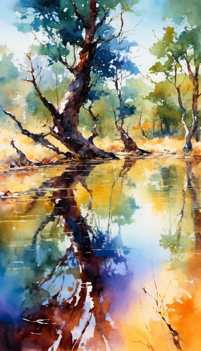 Tree Watercolor / Reflection