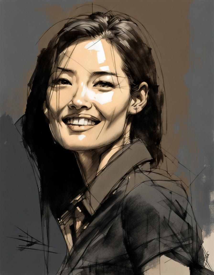 Intricate Pencil Sketch of a Pretty Woman