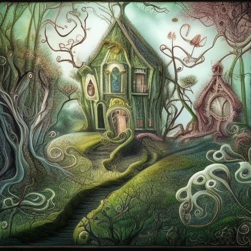 Spectacular Fairycore Landscape in Watercolor Style