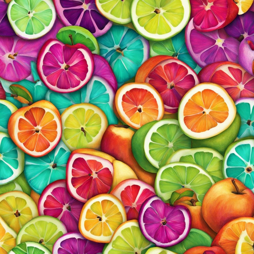 Vibrant Apple Slices in Whimsical Colors