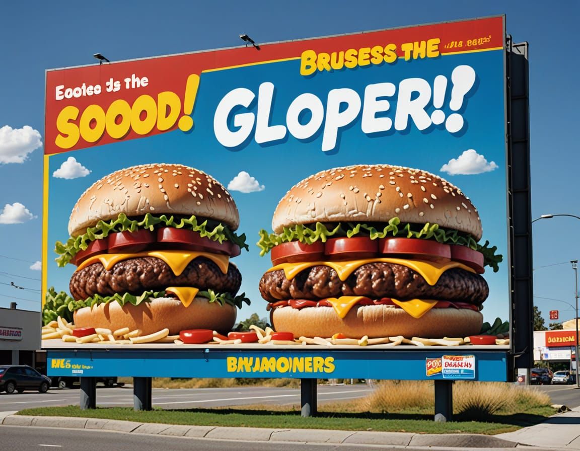 Humorous Roadside Billboard in Comedic Style