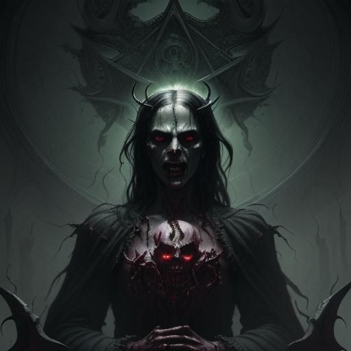 Demonic Exorcism Scene in Dark Fantasy Style