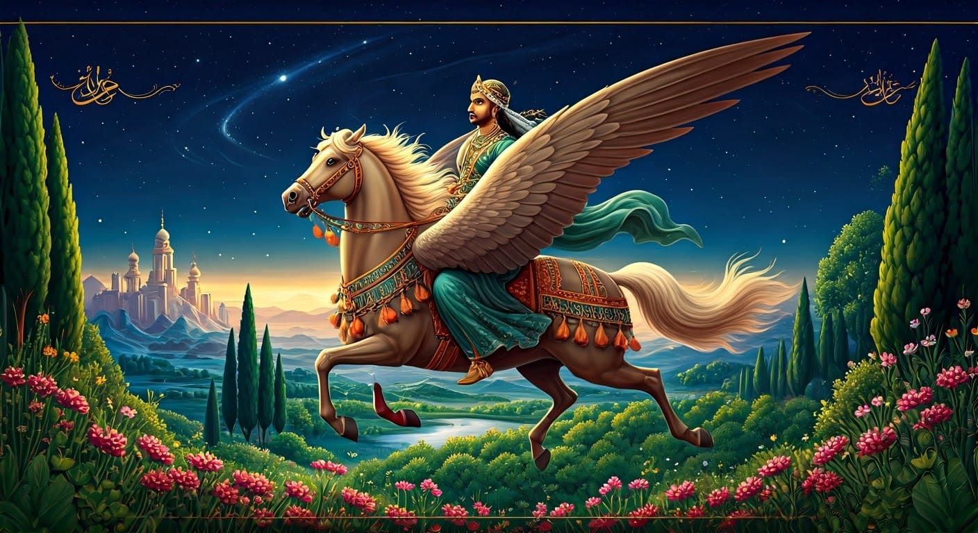 Enchanted Winged Horse Soars Through Celestial Realms