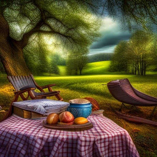Hyperrealistic Springtime Picnic in Cinematic Style