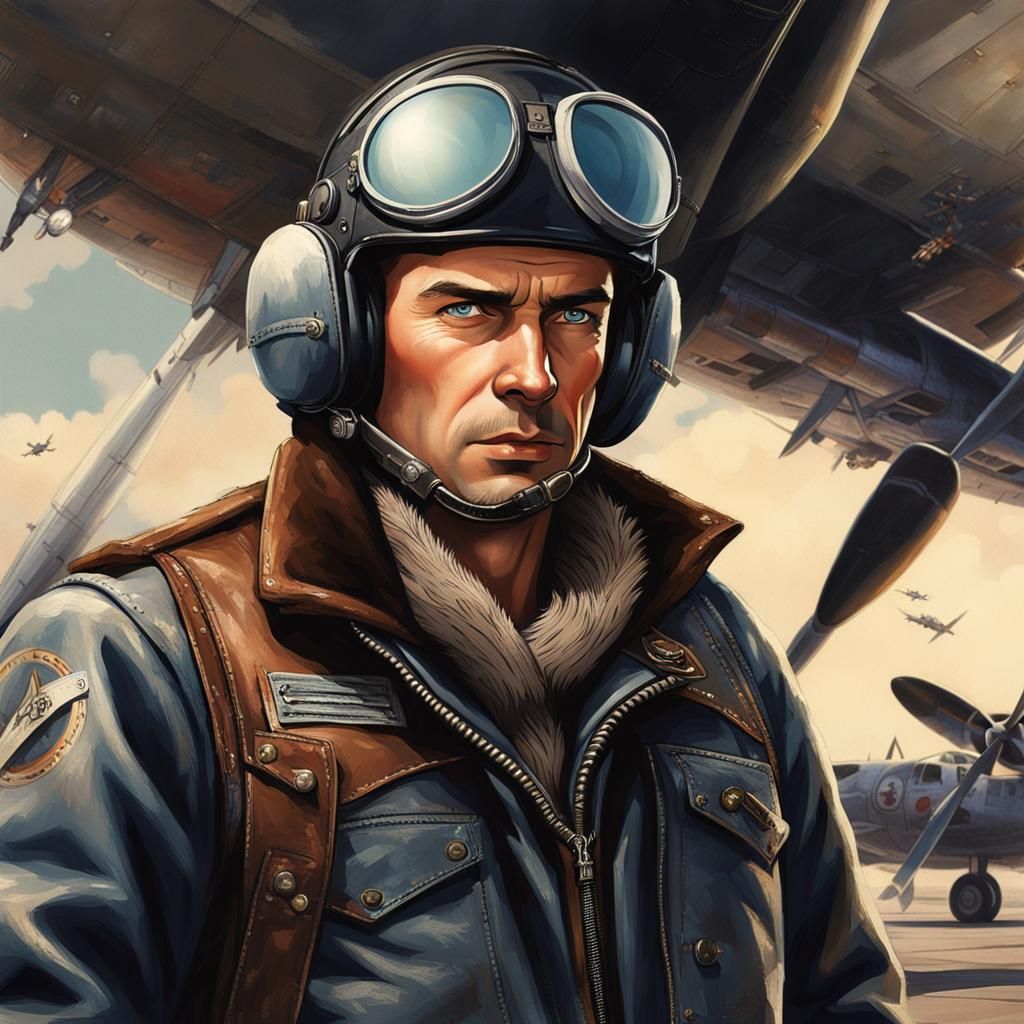 1940s Fighter Pilot Ace in Dieselpunk Style