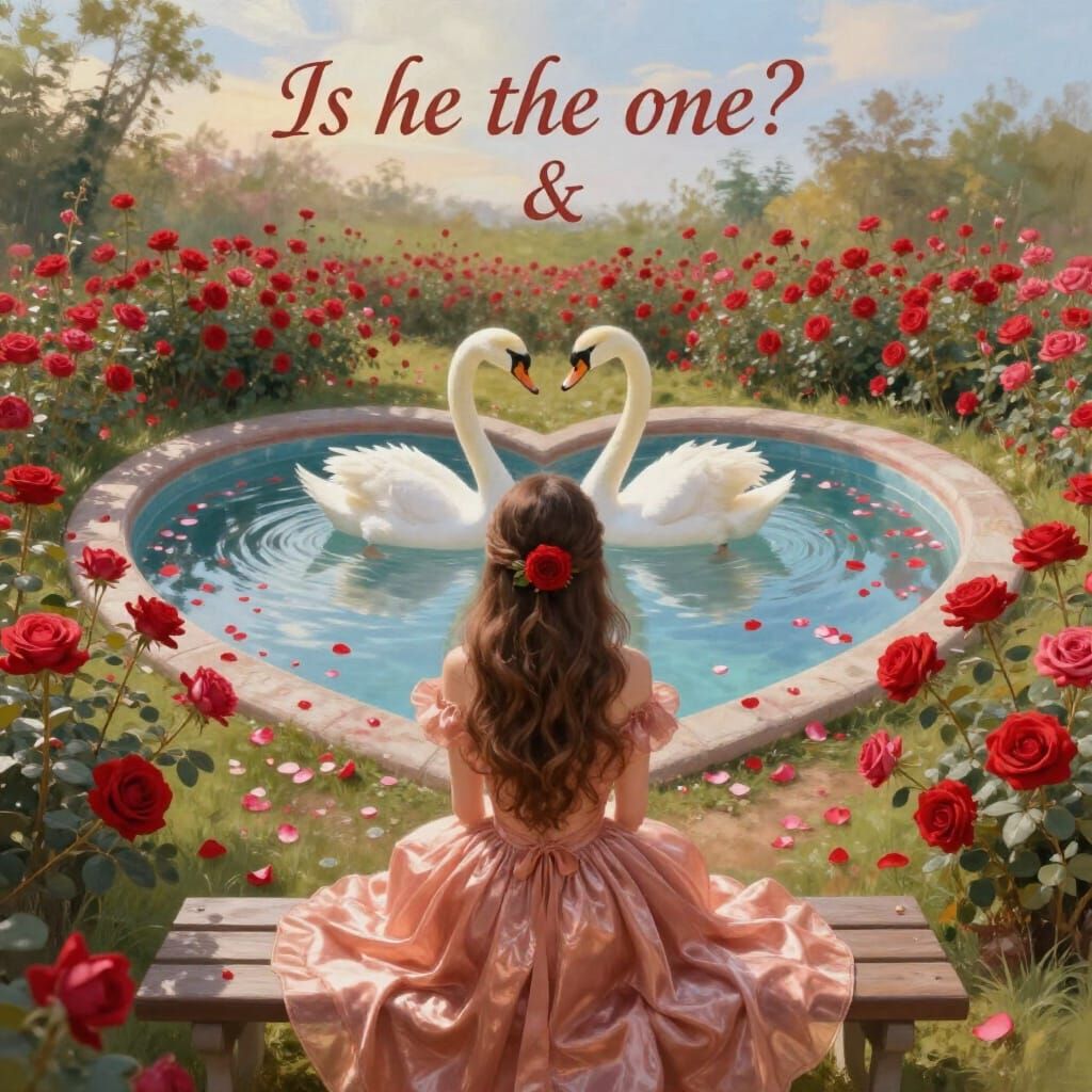 Girl in Rose Garden by Heart Pool