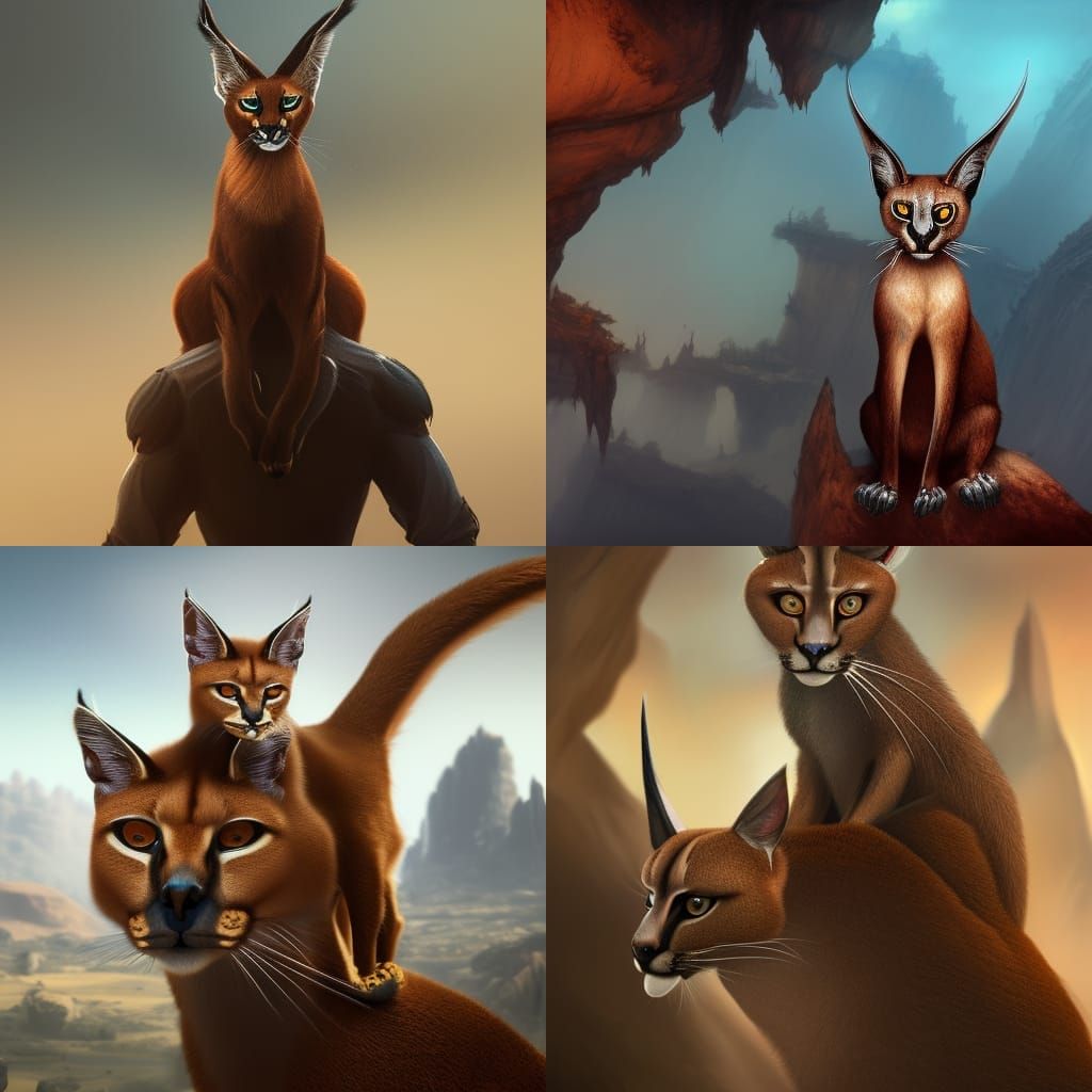Caracal on Human-Caracal Shoulder: Fantasy Concept Art