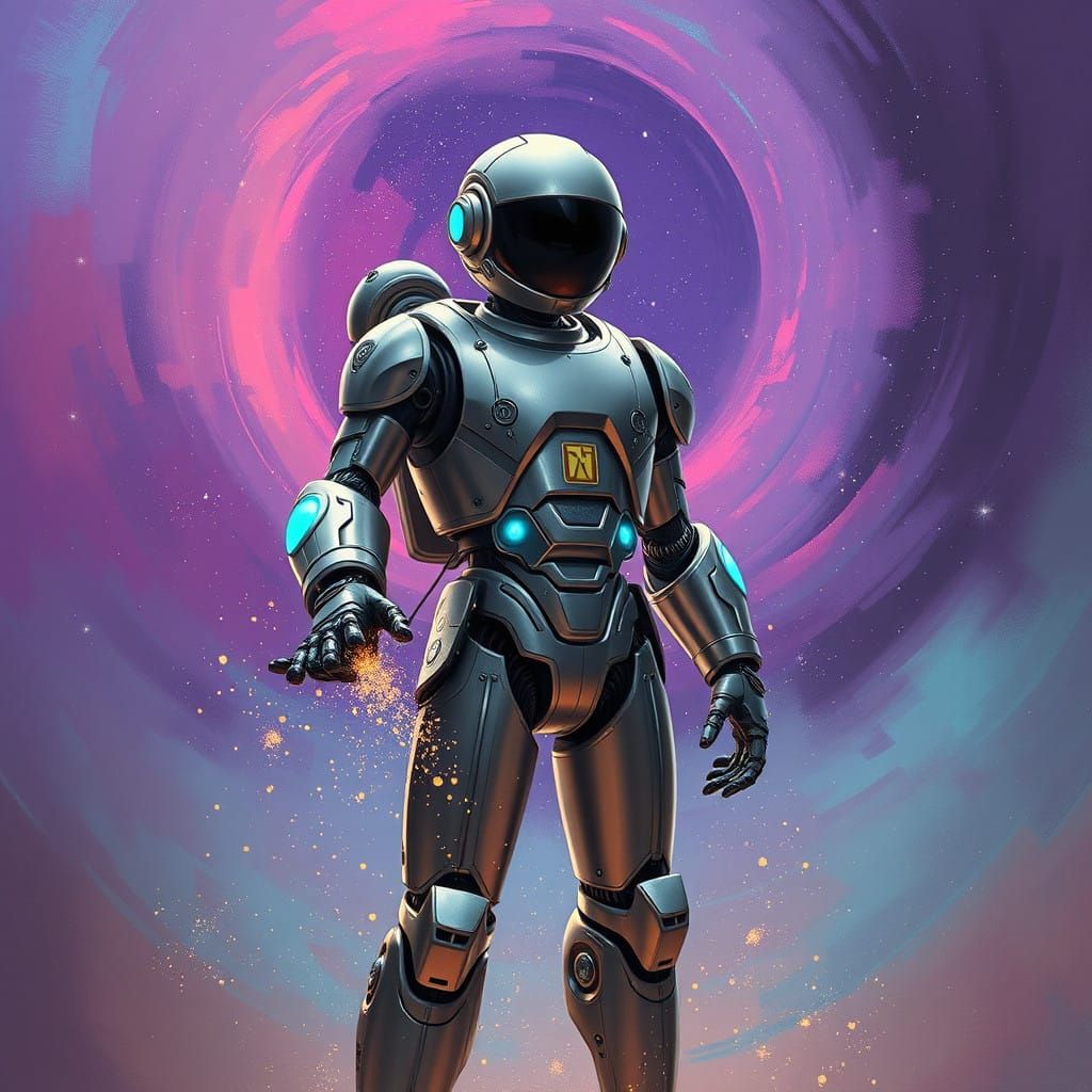 Robot Collects Celestial Stardust in a Swirling Nebula