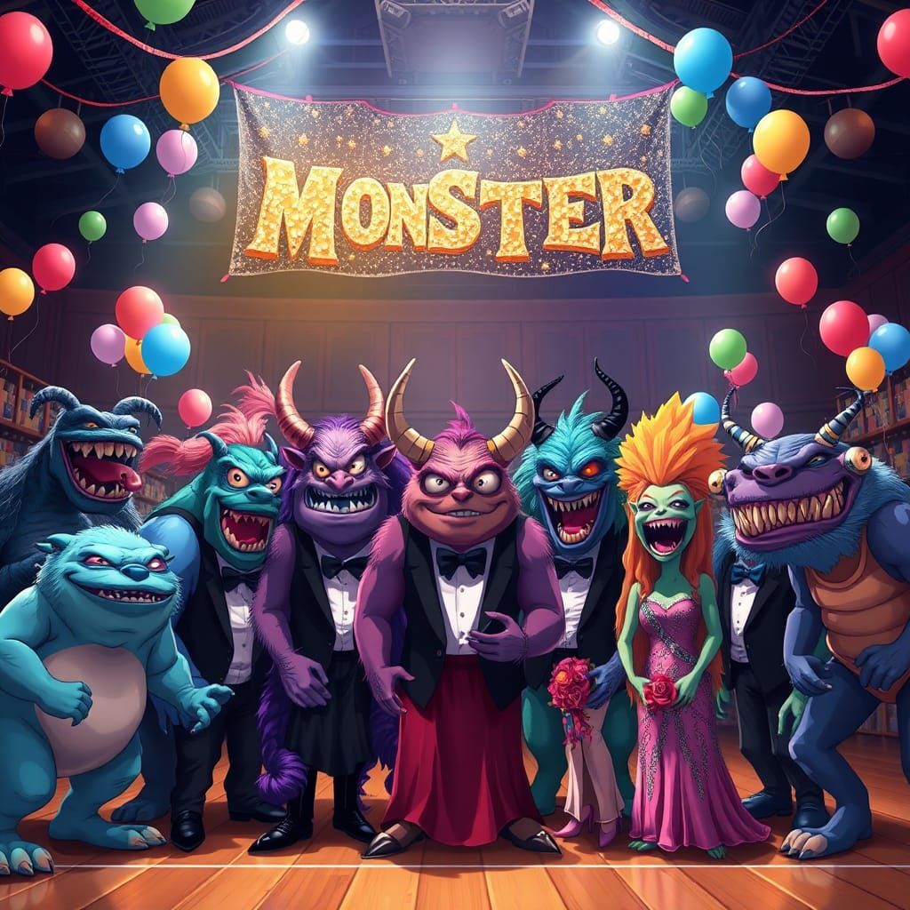Monsters Celebrate Prom Night in Anime Style
