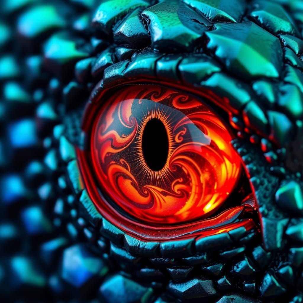 Dragon Eye Close-up in a Surreal Style