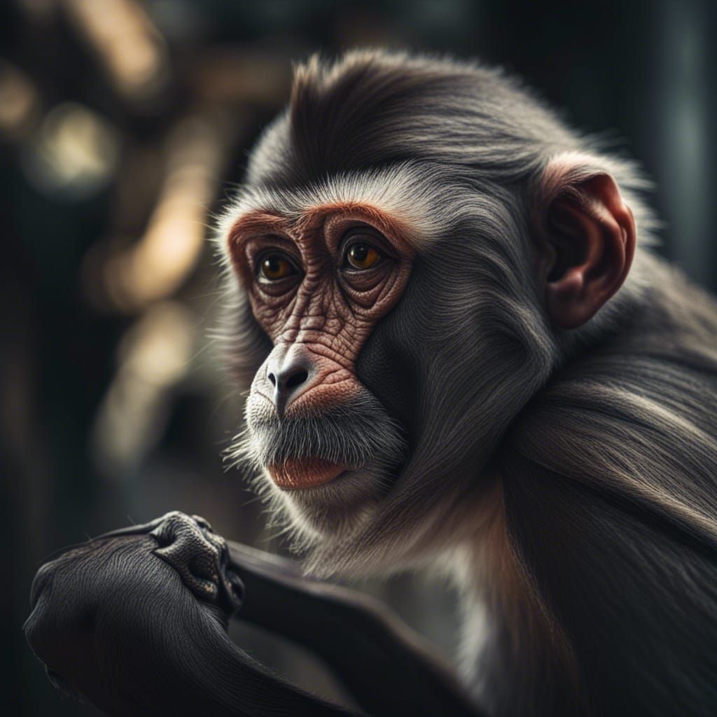 Hyperrealistic Monkey Portrait in High Definition