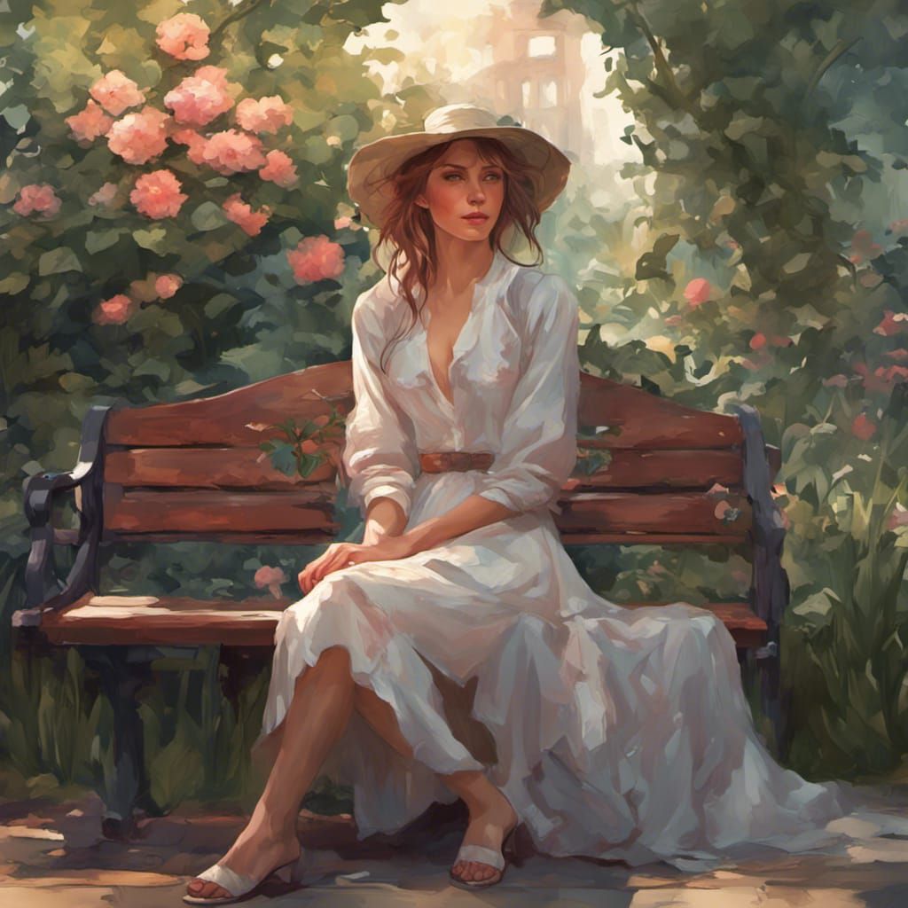 Romantic Garden Portrait in Digital Art Style