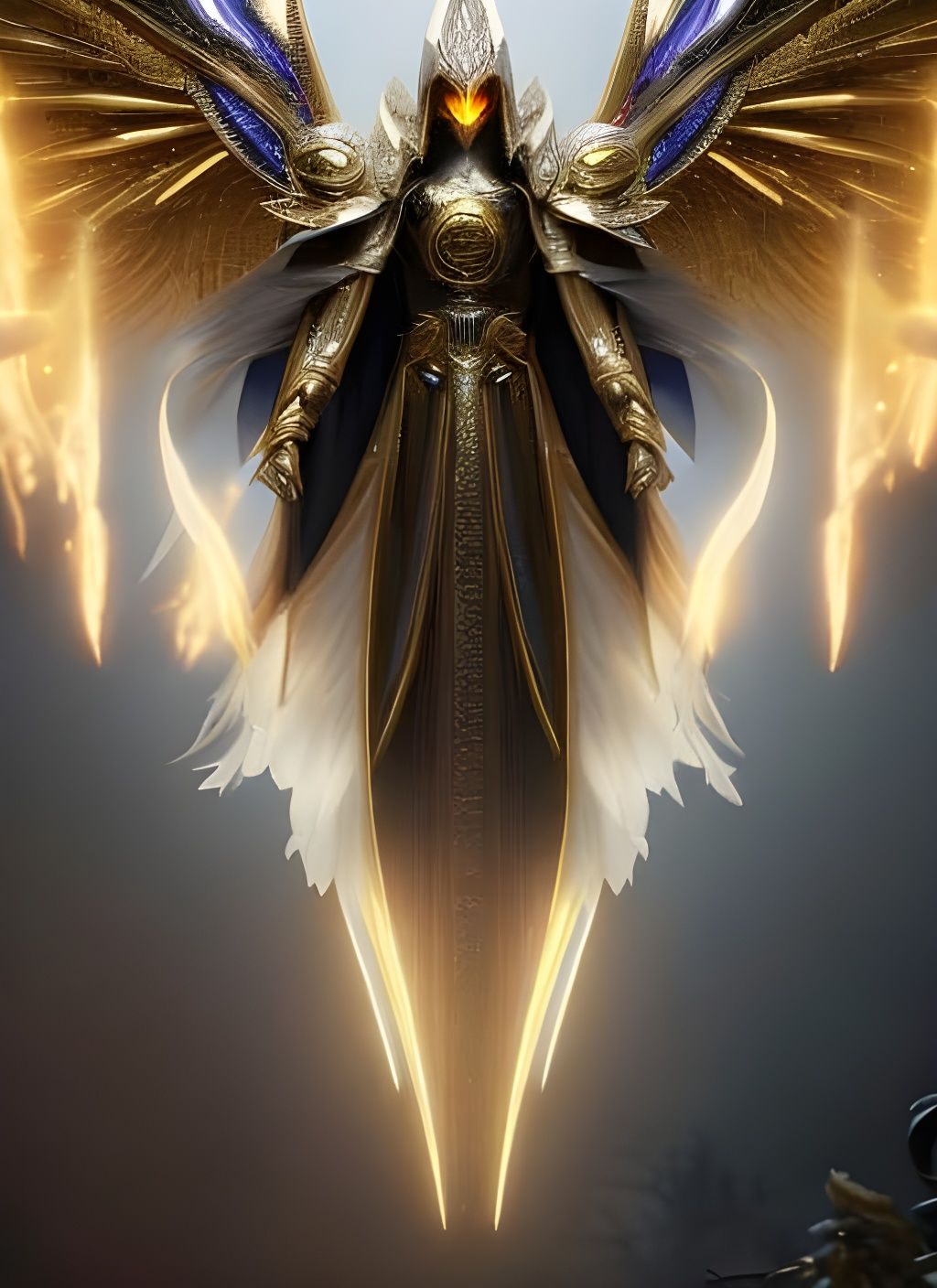 Ophanim Angel in Fiery Wheels, Hyperdetailed Fantasy Art