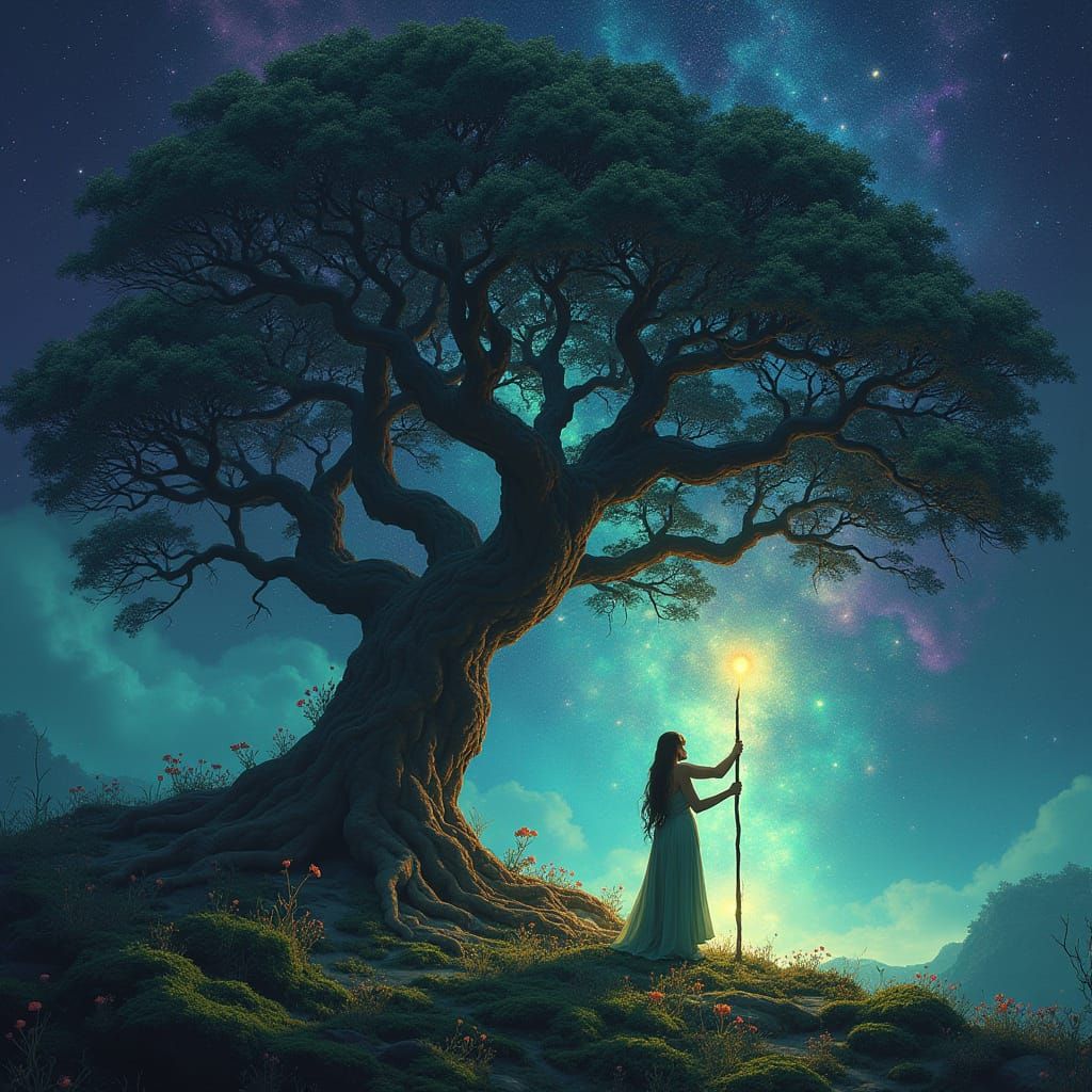 Elven Druid Communion: Art Nouveau Fantasy