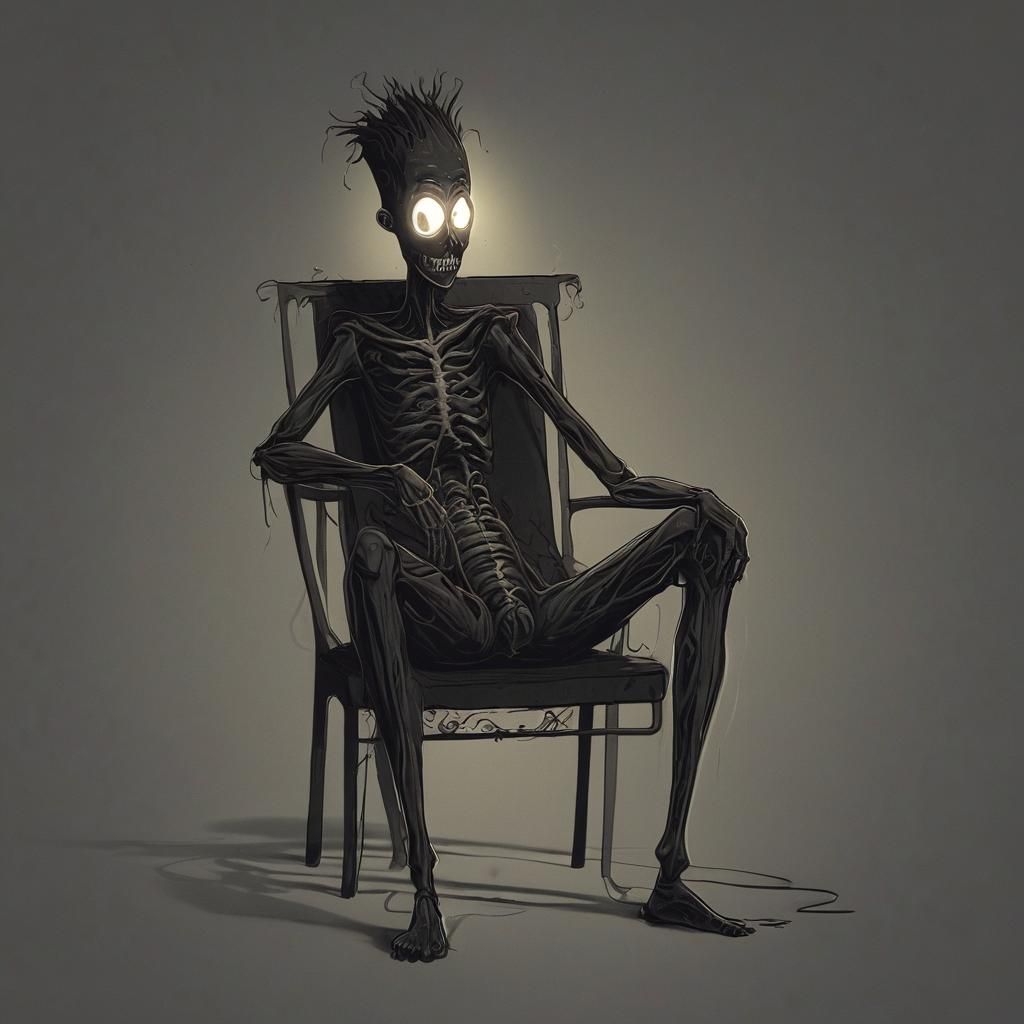 Abstract Character in Chair with Intricate Lighting
