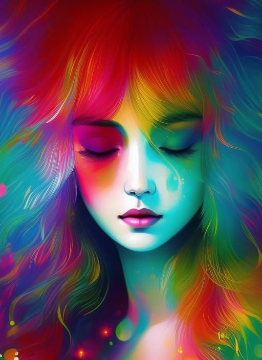 Luminous Water Flow in Surreal Digital Painting