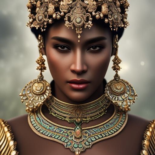 Majestic Goddess Portrait in Hyperdetailed Digital Art