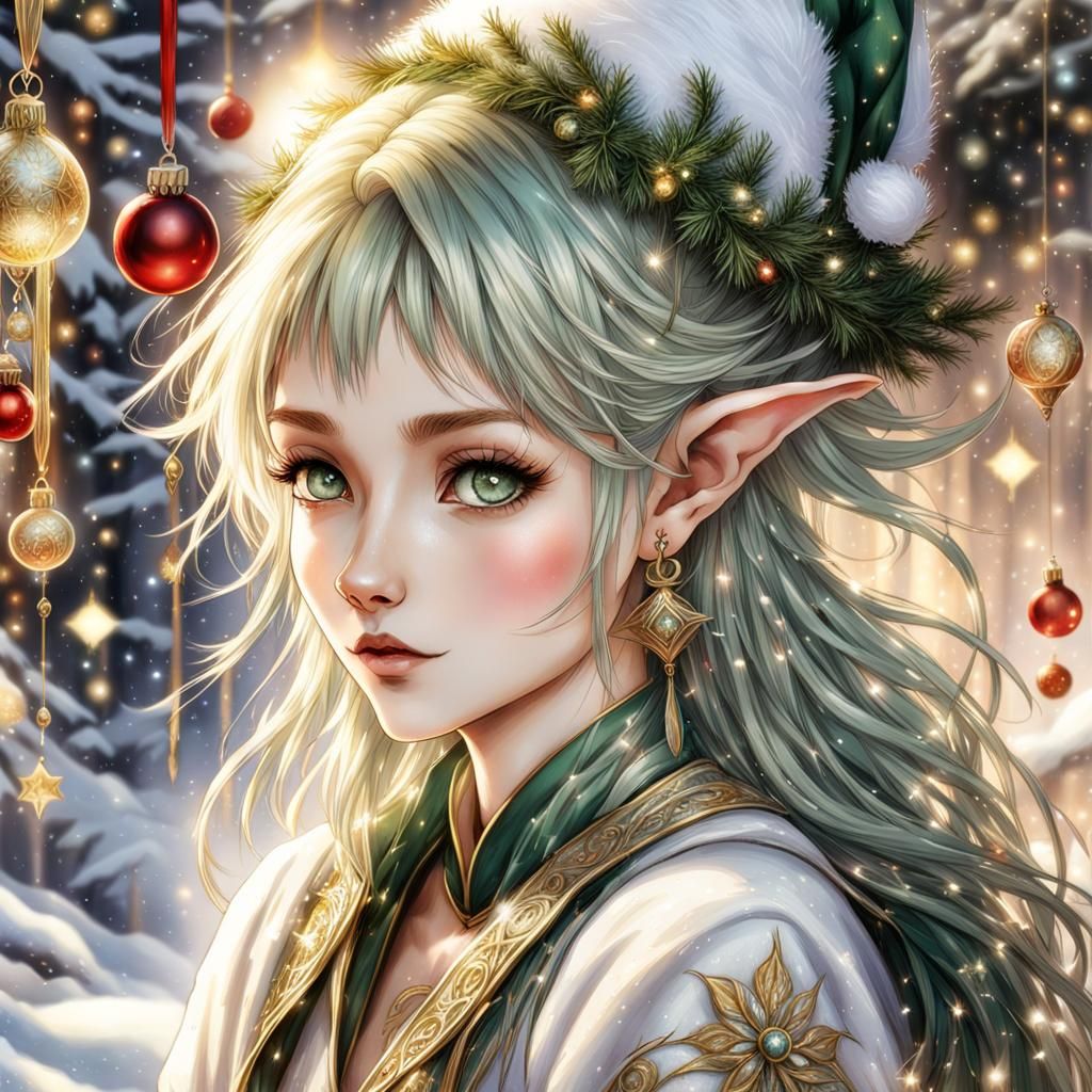 Christmas Elf Portrait in Fantasycore Style