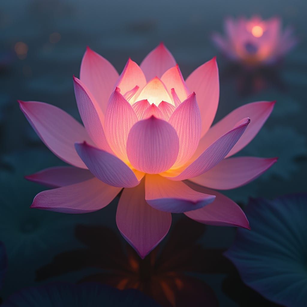 Luminescent Lotus Blooms in Dreamy Light