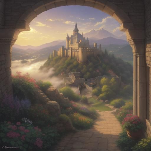 Dorne Landscape with Dornish Woman in Watercolor Style