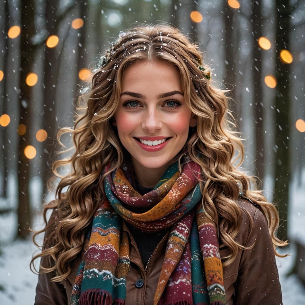 Hazel-Eyed Woman in Ethereal Forest Portrait