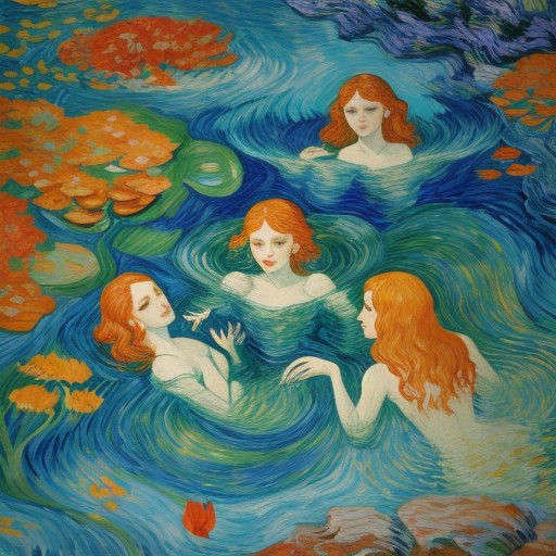 Whimsical Mermaids in Vibrant Expressionist Brushstrokes
