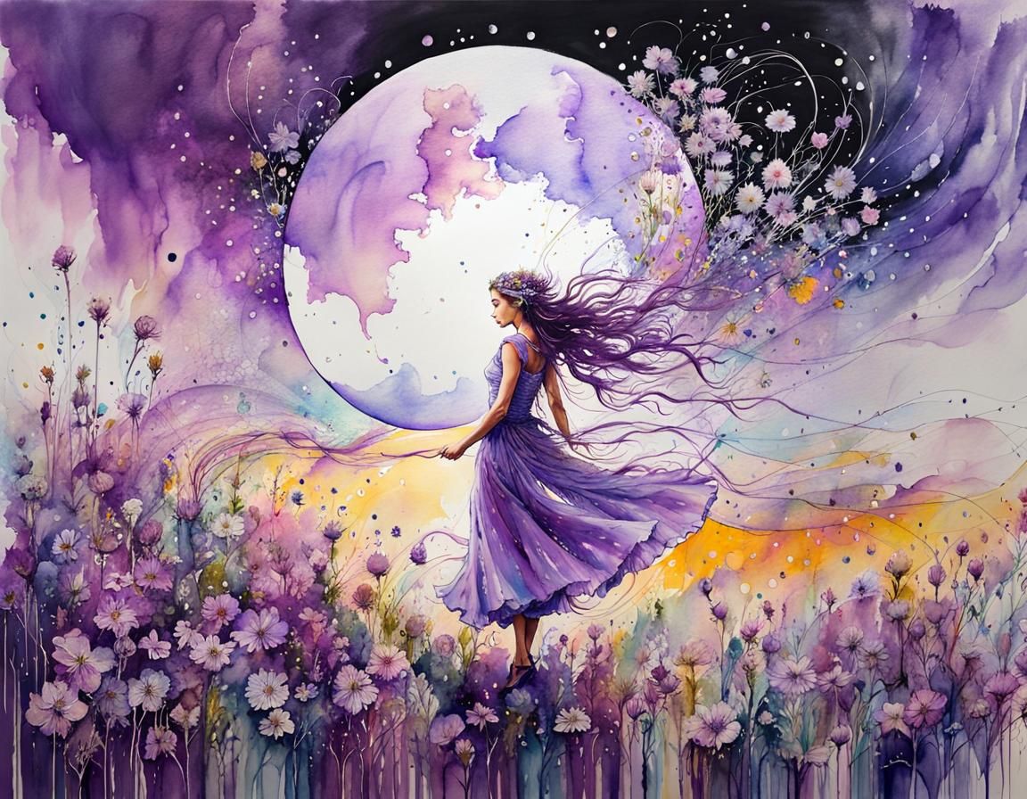 Magical Tutti Frutti Dreamscape in Silk Painting Style