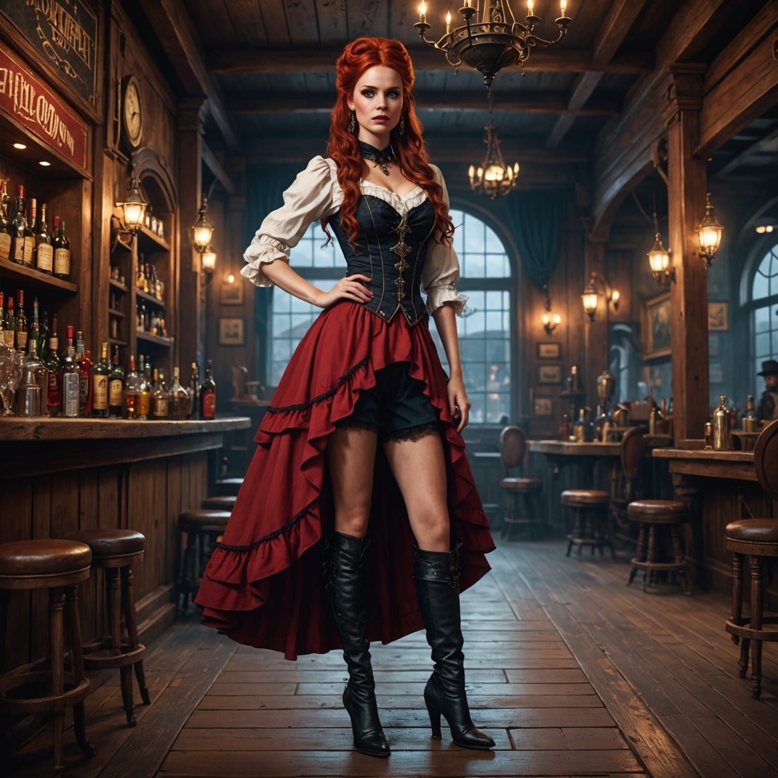 Saloon Girl Performance in Wild West Style