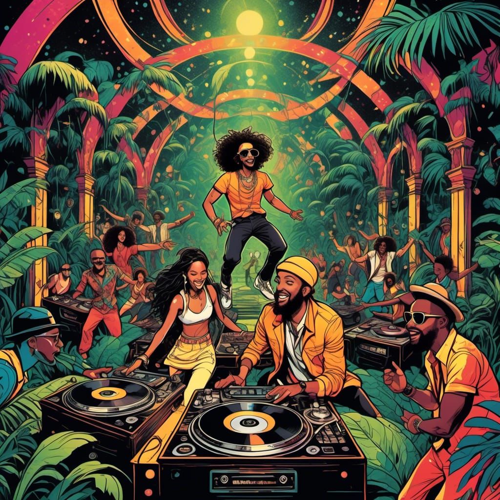 Psychedelic Comic Book Party with Animal Characters