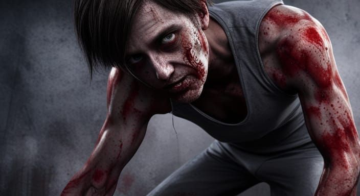 Teenage Zombie Wrestler in Silent Hill, 3D Render