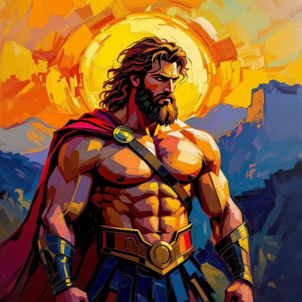 Hercules Movie Poster as Neo-Impressionist Oil Painting